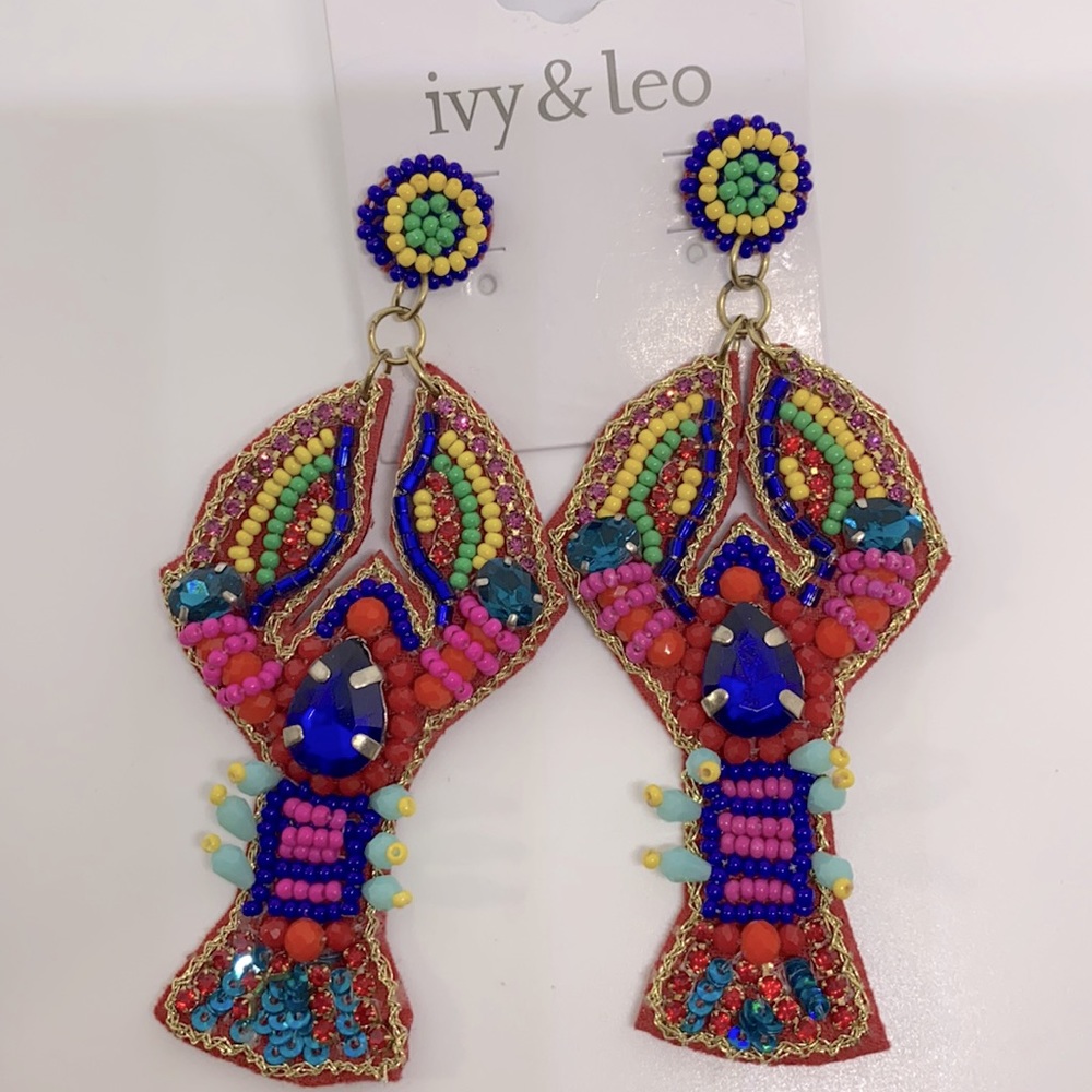 Ivy & Leo Lobster Statement Earrings NWT